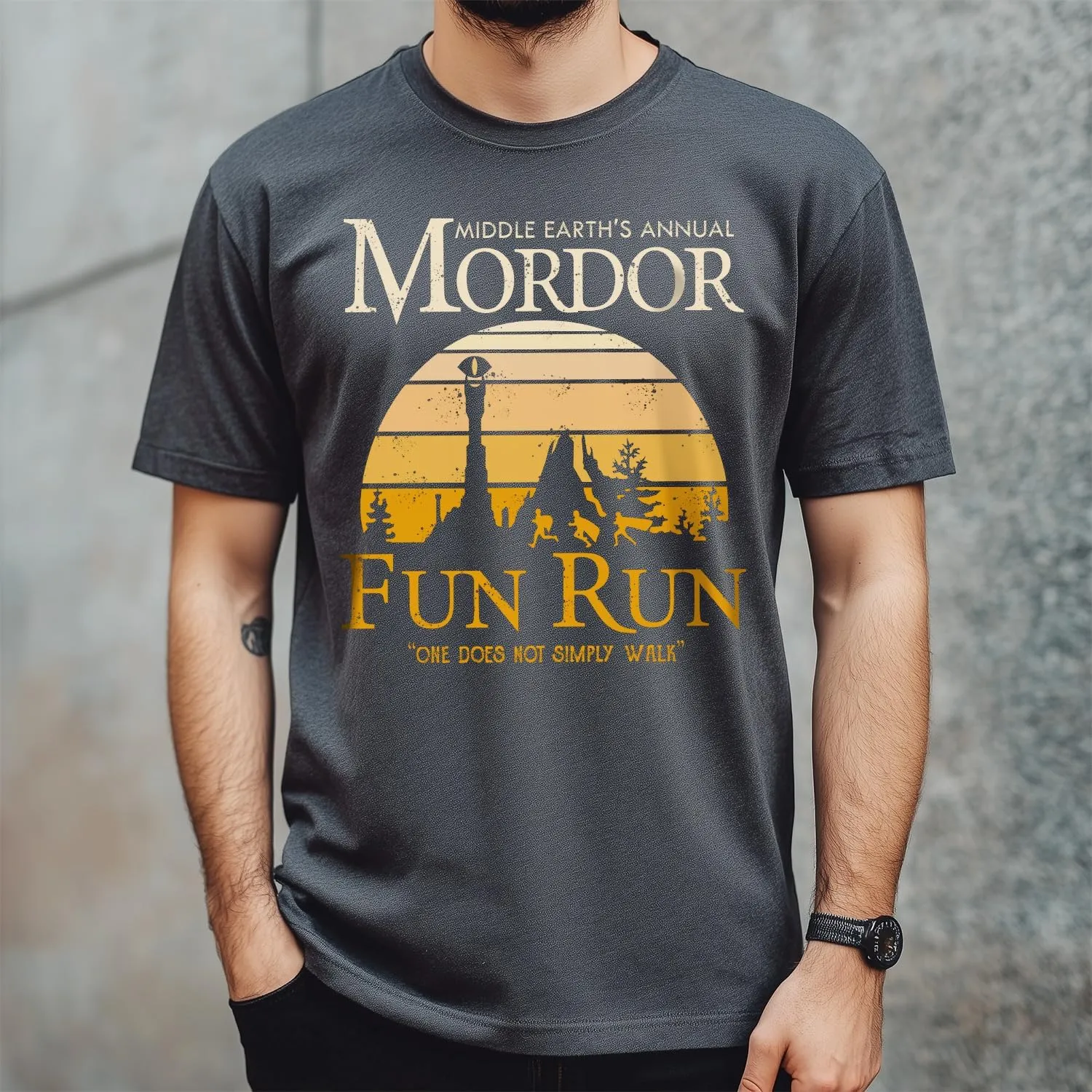 Middle Earth's Annual Mordor Fun Run one Does not Simply Walk T-Shirt for Men