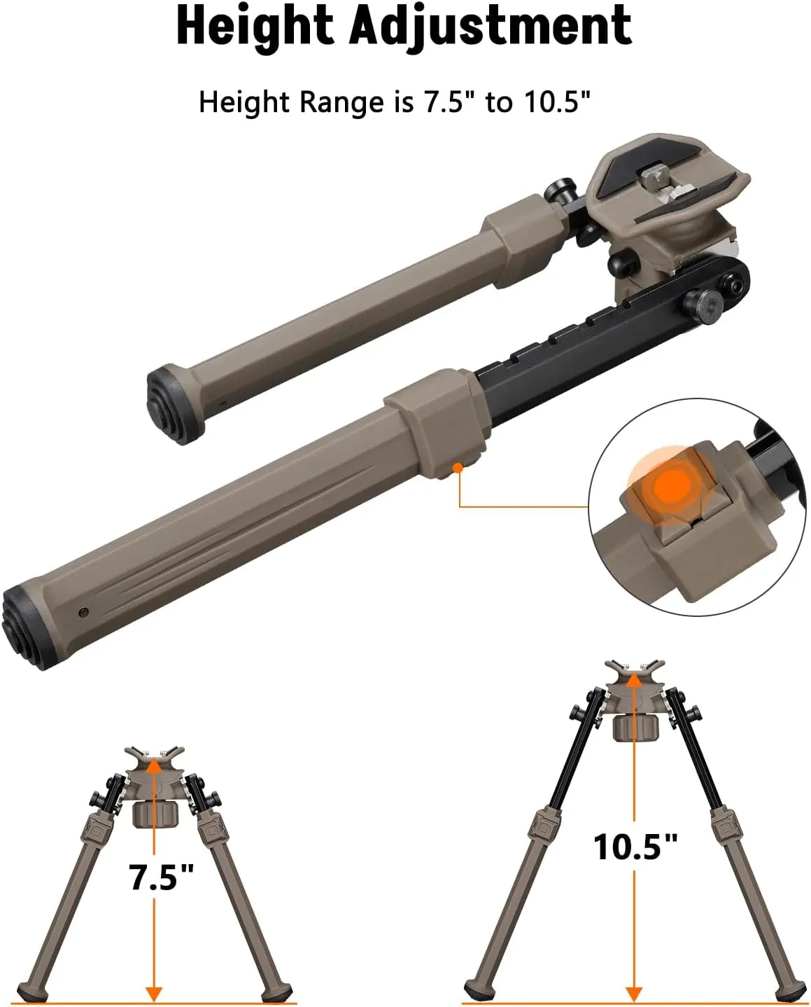 MidTen Sling Swivel Stud Bipod for Rifle - Hunting and Shooting