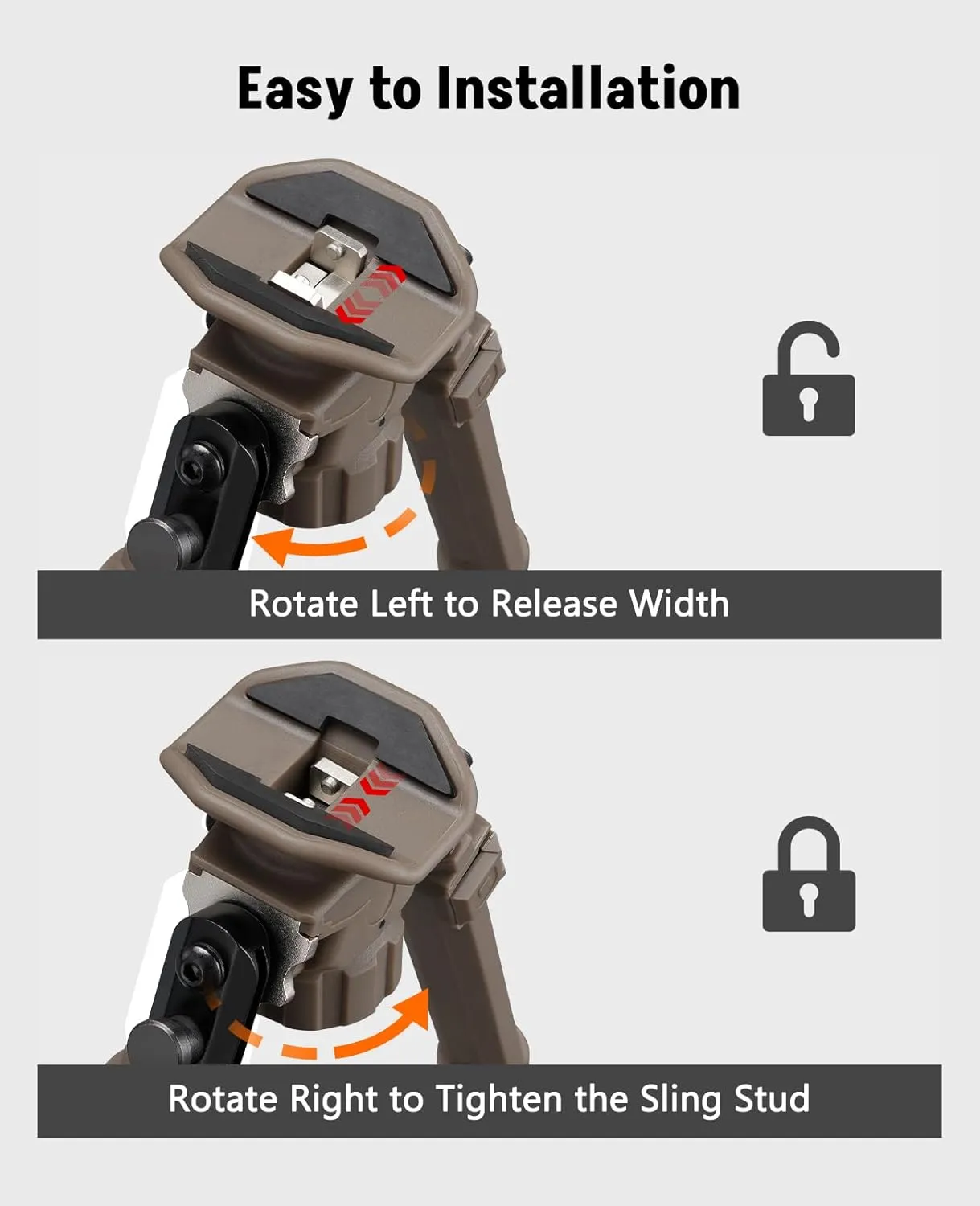 MidTen Sling Swivel Stud Bipod for Rifle - Hunting and Shooting