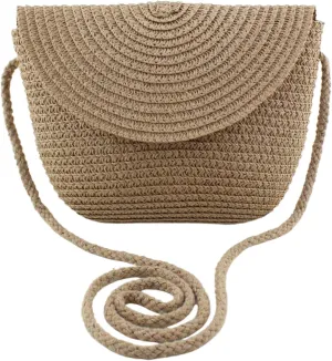 Milumia Women's Summer Beach Vacation Bag Straw Basket Purse Crossbody Shoulder Bags with Flap
