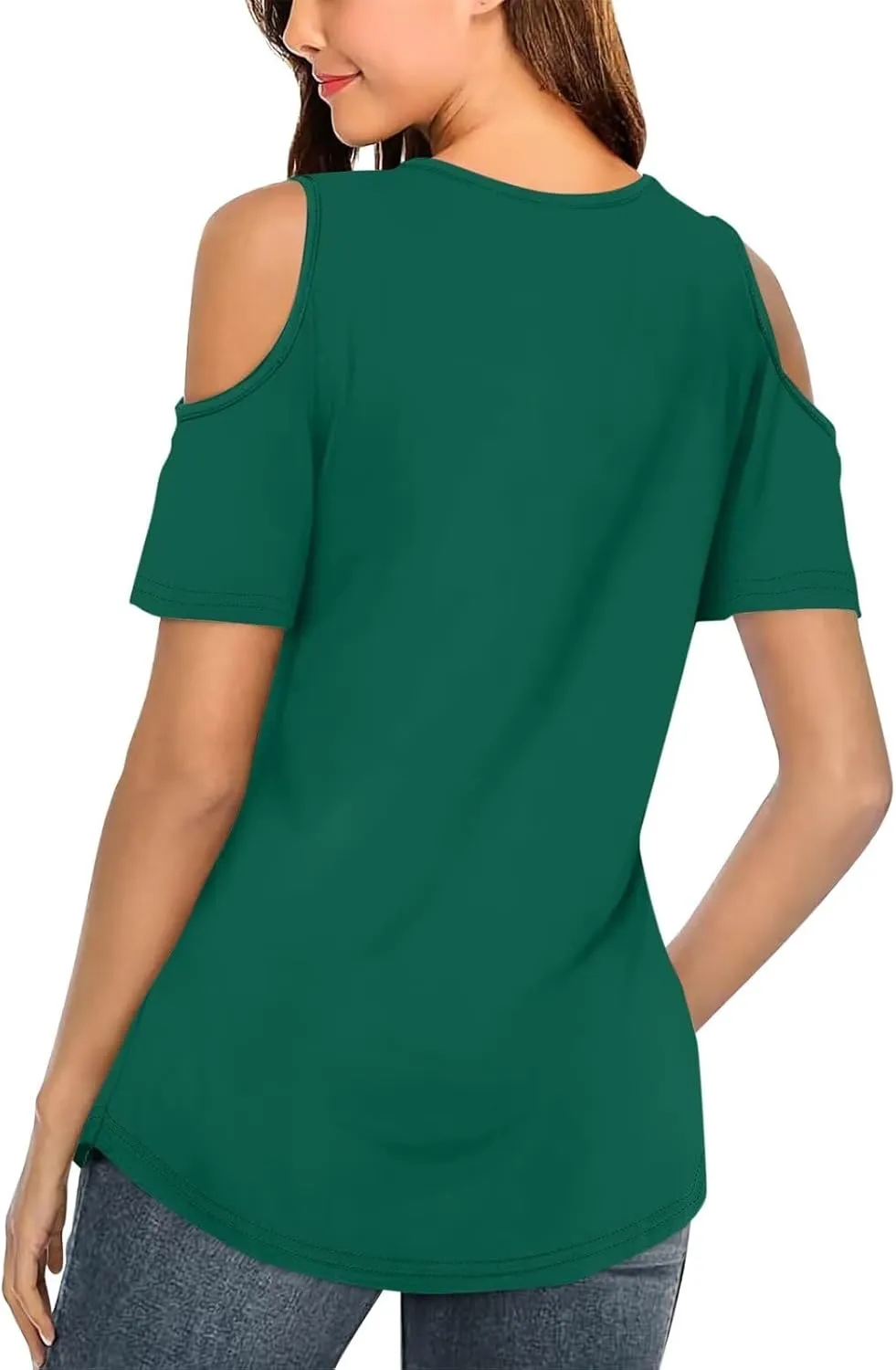 Minetom Women's Cold Shoulder Tops Short Sleeve V Neck T Shirts Basic Summer Tees