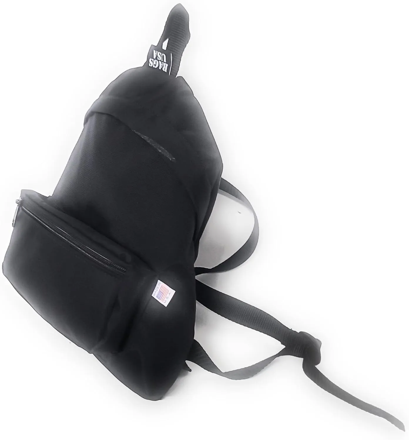 Mini Backpack, Ladies Purse Style Backpack with Front Pocket for Cellphone Made In USA. (Black)