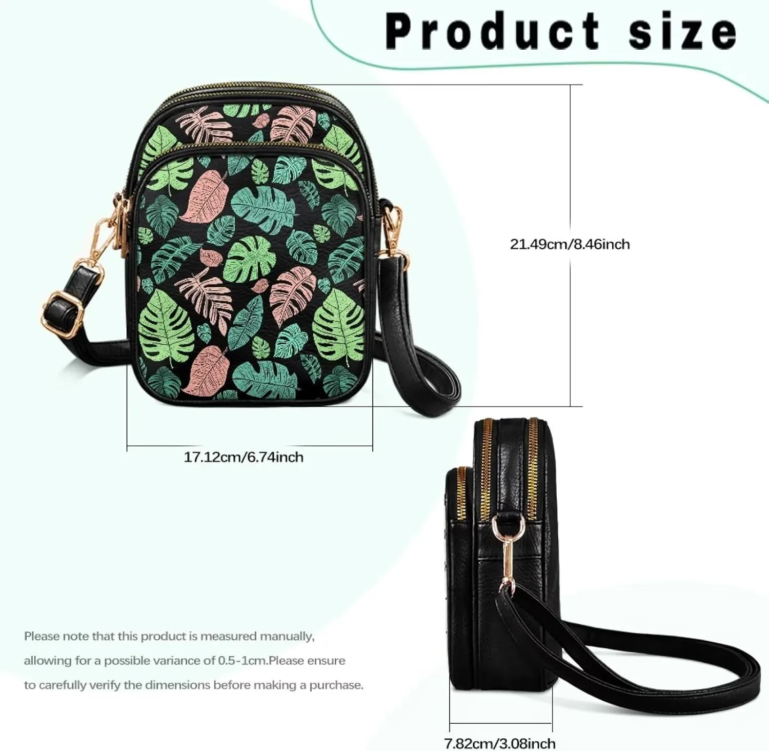 Mini Durable Womens Crossbody Bag with Zipper Pockets for Daily Use