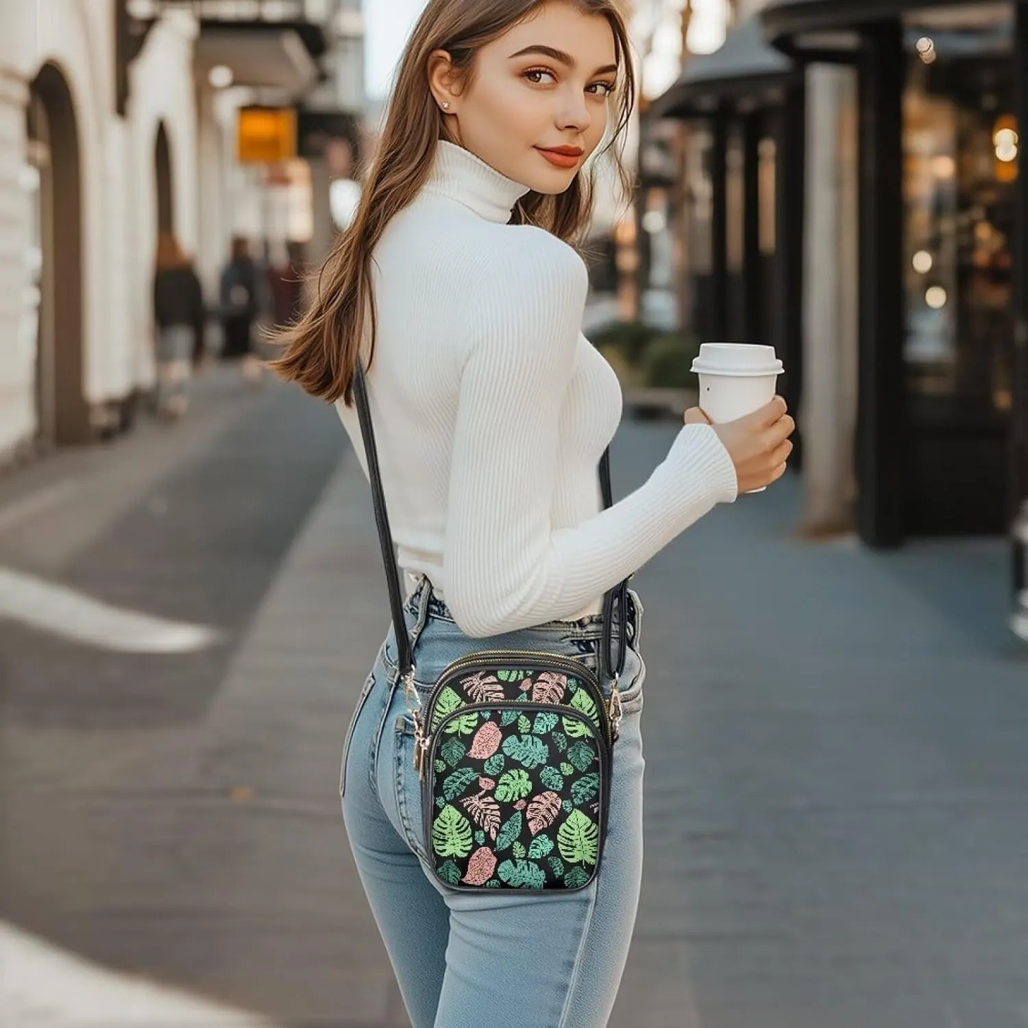 Mini Durable Womens Crossbody Bag with Zipper Pockets for Daily Use