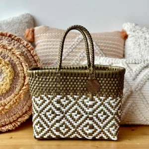 Mini Tote - Gold   White