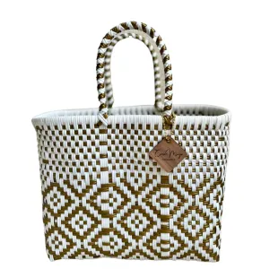 Mini Tote - White   Gold