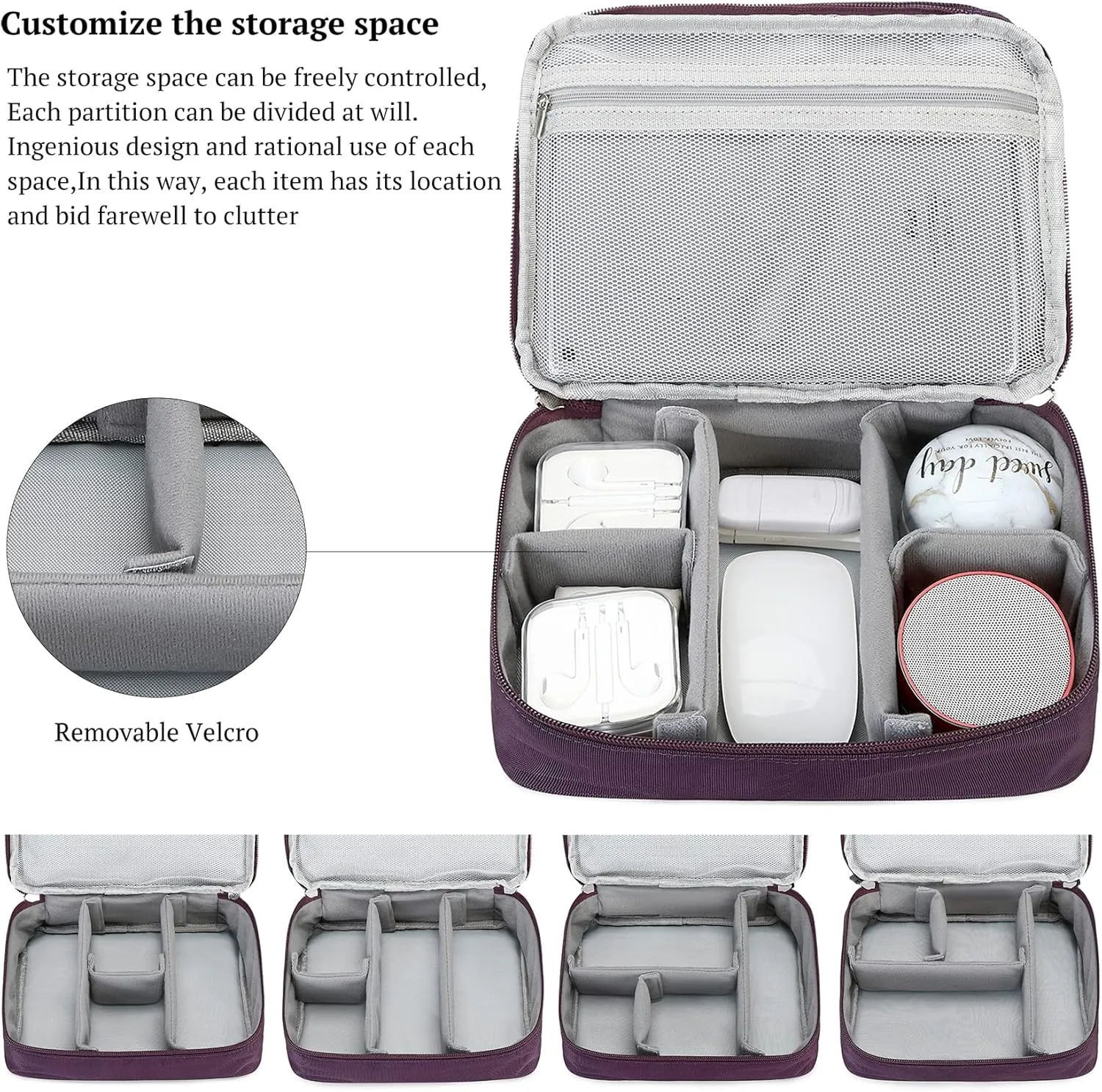 MIRLEWAIY Waterproof Cable Organizer Travel Portable Electronics Accessories Carrying Bag Storage Case for Hard Drives, Cords, Charger, Phone, USB, SD Card, Gray