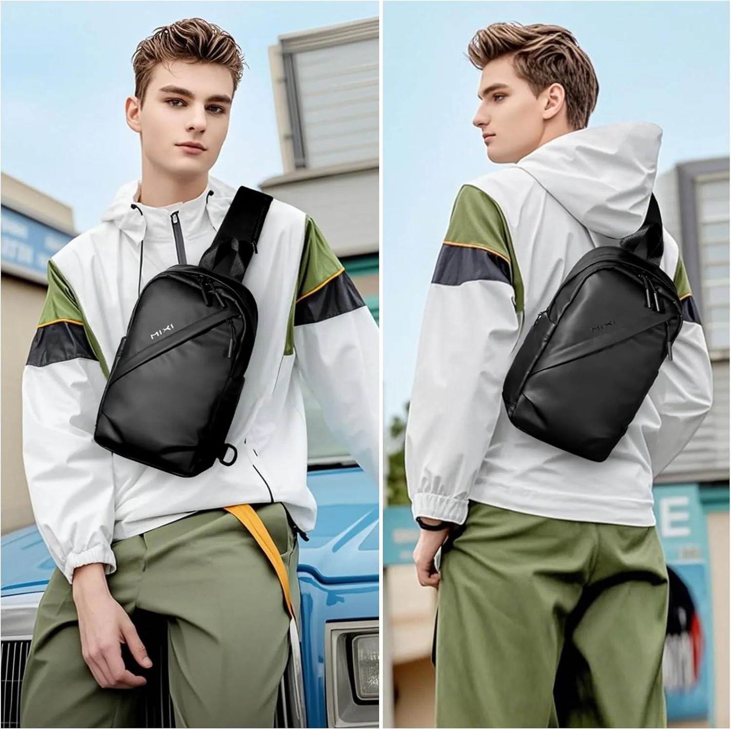 mixi EliteSeries Sling Bag Small Casual Daypack Crossbody Chest Bag One Shoulder Travel Backpack Waterproof Lightweight Versatile-13 Inch, Black