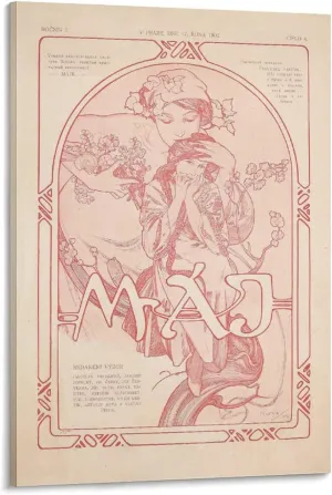 Máje-ByAlphonse Mucha Room Aesthetic Poster Print Art Wall Painting Canvas Posters Gifts Modern Bedroom Decor 20x30inch(50x75cm)