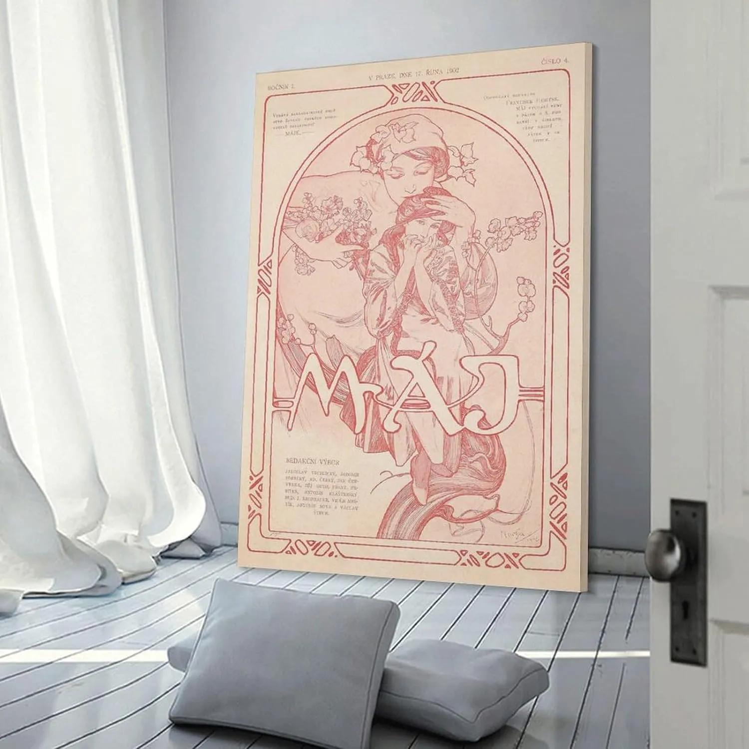 Máje Poster Print by Alphonse Mucha Artworks Canvas Poster Room Aesthetic Wall Art Prints Home Modern Decor Gifts Framed-unframed 24x36inch(60x90cm)