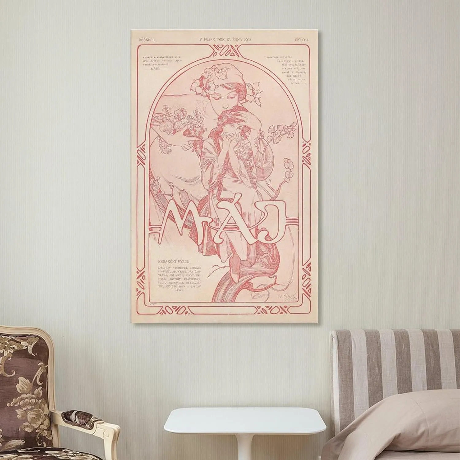 Máje Poster Print by Alphonse Mucha Artworks Canvas Poster Room Aesthetic Wall Art Prints Home Modern Decor Gifts Framed-unframed 24x36inch(60x90cm)