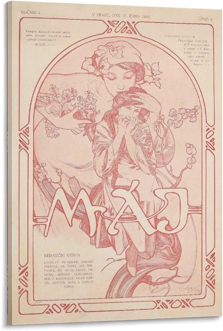 Máje Poster Print by Alphonse Mucha Artworks Canvas Poster Room Aesthetic Wall Art Prints Home Modern Decor Gifts Framed-unframed 24x36inch(60x90cm)