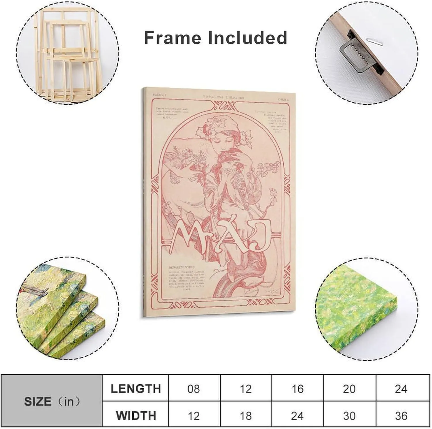 Máje Poster Print by Alphonse Mucha Artworks Canvas Poster Room Aesthetic Wall Art Prints Home Modern Decor Gifts Framed-unframed 24x36inch(60x90cm)
