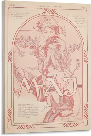 Máje Poster Print by Alphonse Mucha Artworks Canvas Poster Room Aesthetic Wall Art Prints Home Modern Decor Gifts Framed-unframed 24x36inch(60x90cm)