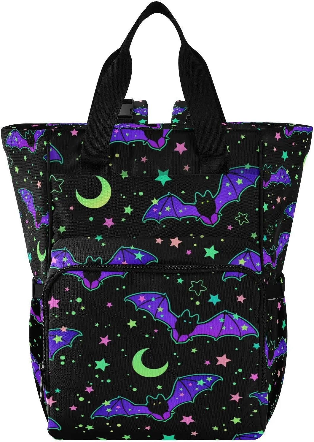 MNSRUU Diaper Bag Magic Galaxy Bat Diaper Bag Backpack Multifunction Travel Diaper Bag Tote Large Capacity Diaper Changing Backpacks for Moms Dads