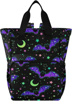MNSRUU Diaper Bag Magic Galaxy Bat Diaper Bag Backpack Multifunction Travel Diaper Bag Tote Large Capacity Diaper Changing Backpacks for Moms Dads