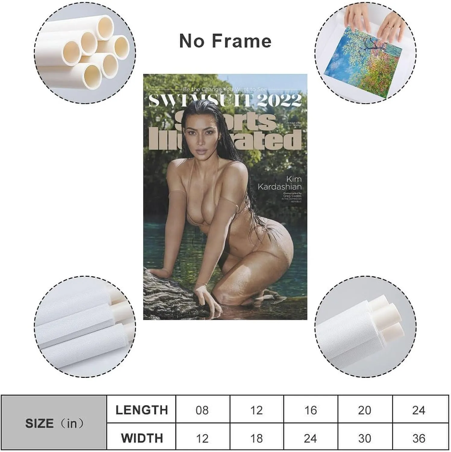 Model Kim Kardashian Sexy Poster (35) Picture Print Wall Art Poster Painting Canvas Posters Artworks Room Aesthetic 12x18inch(30x45cm)