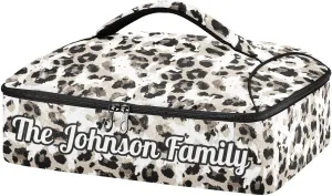 Modern Leopard Custom Casserole Carrier Bag for Hot or Cold Food Personalized Insulated Food Dish Bag Tote for Beach Camping