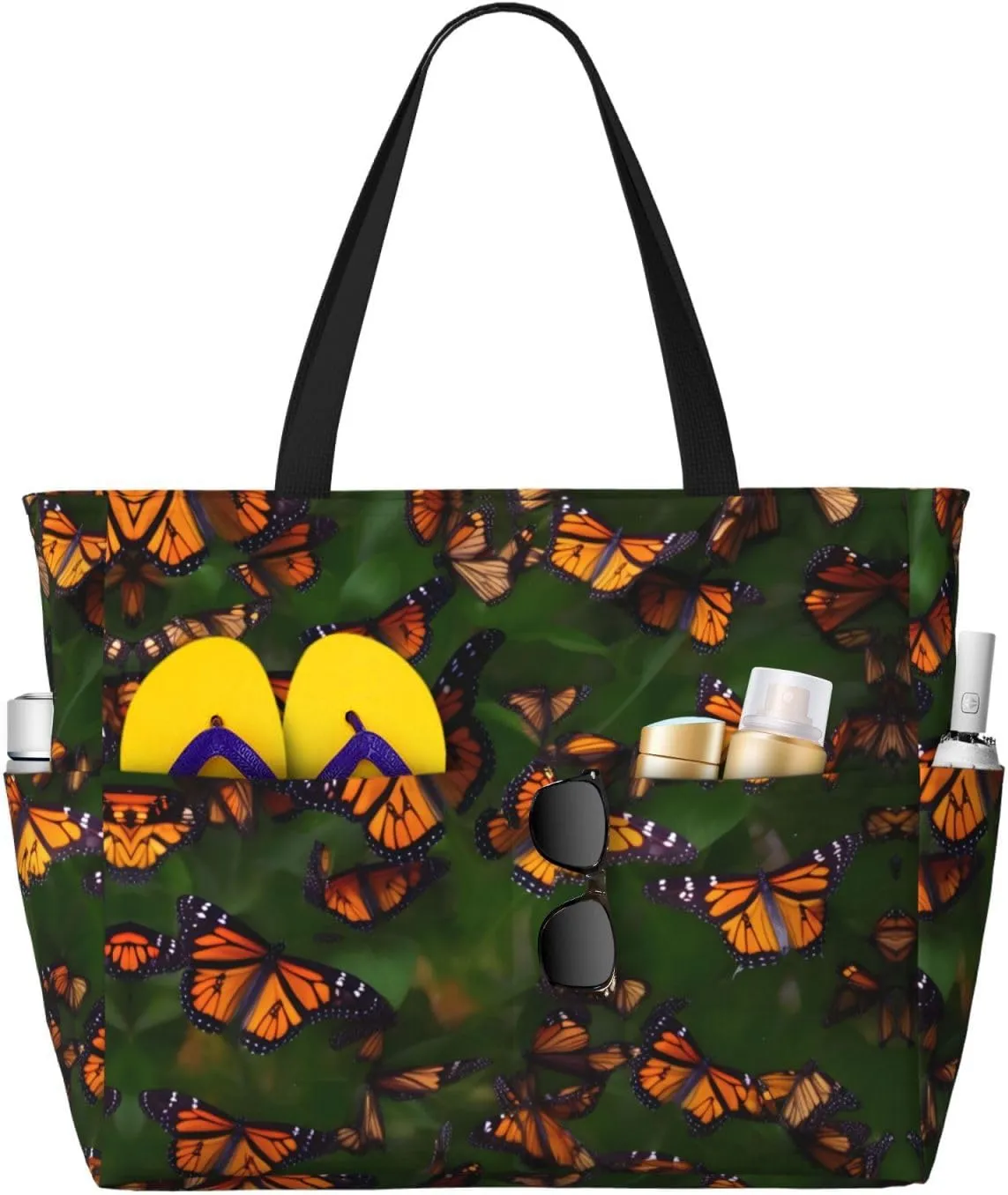 Monarch Butterflly Print Versatile Large Beach Travel Bag,Anti-Sand Beach Carry Bag For Various Needs
