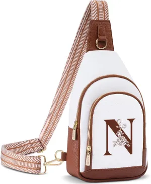 Monogram Women Crossbody Bag Sling Shoulder Purse Fanny Pack Side Cross Body Travel Small Leather Belt Backpack Female Woman Friendship Gf Aunt Wife Wifey Bride Cowgirl Girl Besties Personalized Gift