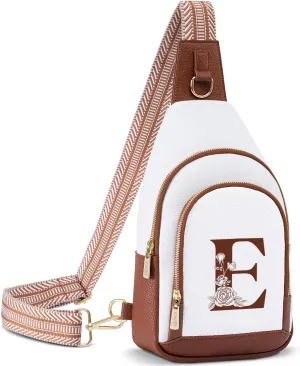Monogram Women Crossbody Bag Sling Shoulder Purse Fanny Pack Side Cross Body Travel Small Leather Belt Backpack Woman Female Friendship Gf Wife Aunt Wifey Bride Girl Besties Cowgirl Personalized Gift