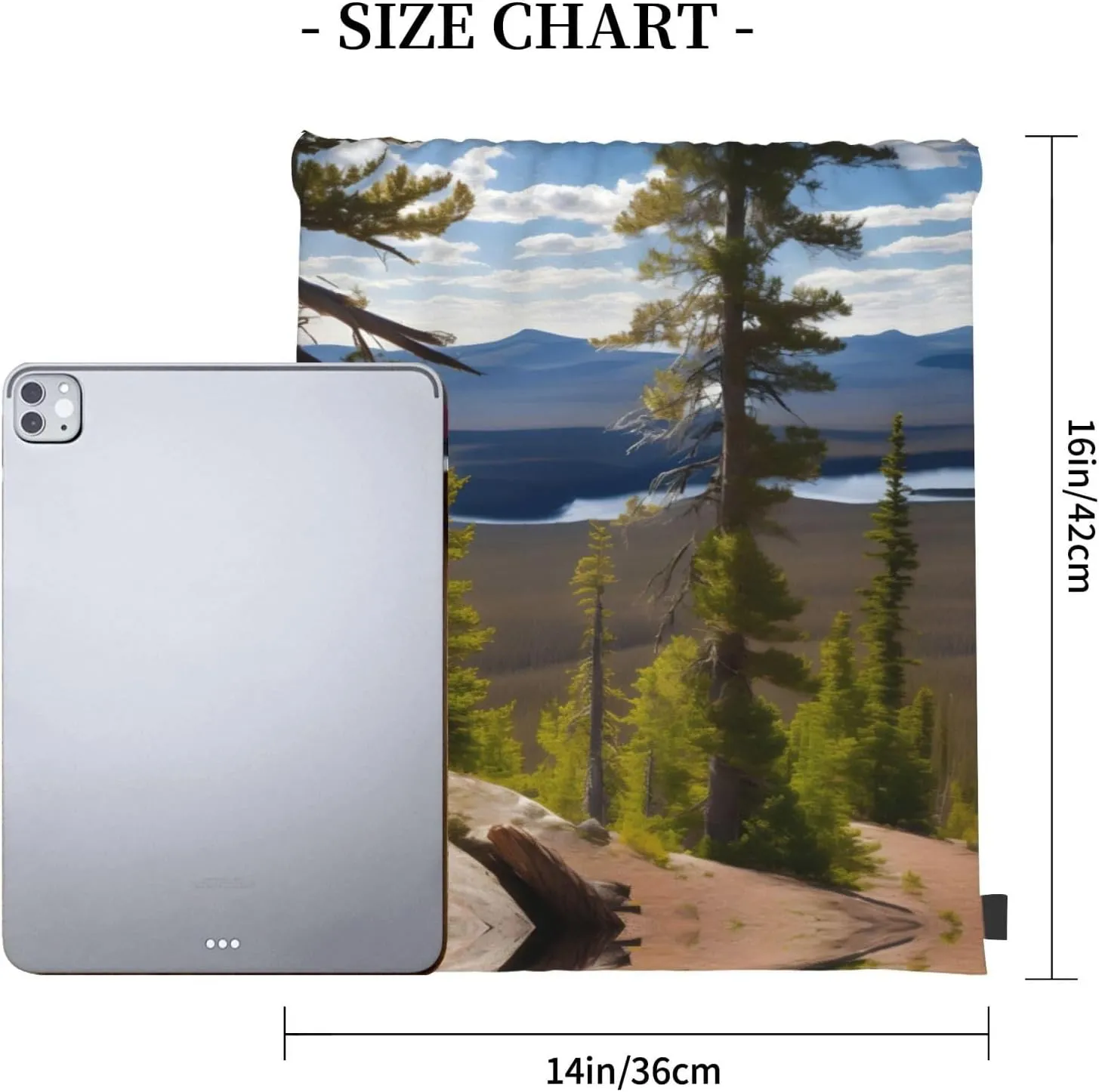 Moose Mountain Pine Tree print Print Sports Drawstring Backpack,Water Resistant Bag, Gym Backpack for Women Men