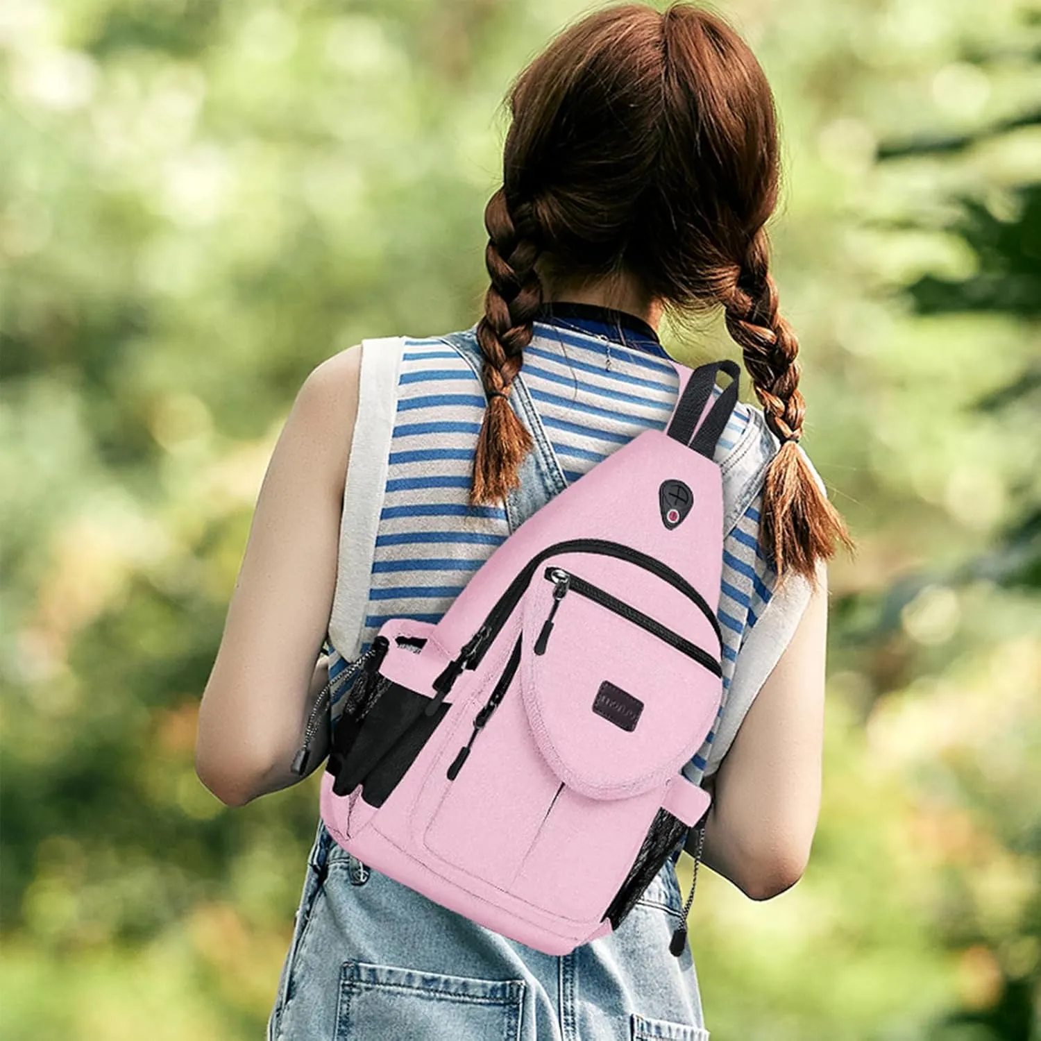 MOSISO Sling Backpack,Canvas Crossbody Hiking Daypack Bag with Anti-theft Pocket