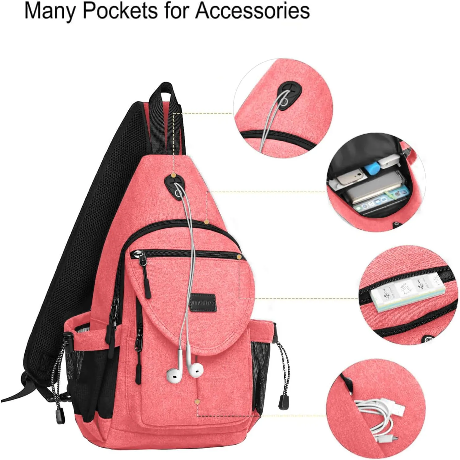 MOSISO Sling Backpack,Canvas Crossbody Hiking Daypack Bag with Anti-theft Pocket