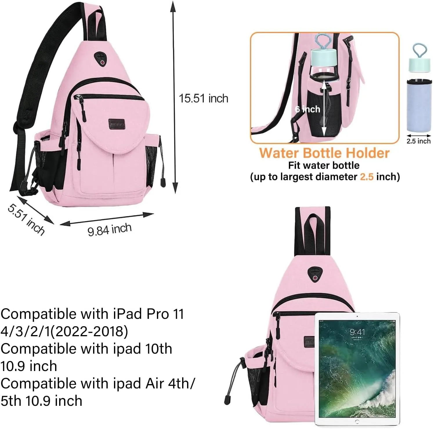MOSISO Sling Backpack,Canvas Crossbody Hiking Daypack Bag with Anti-theft Pocket