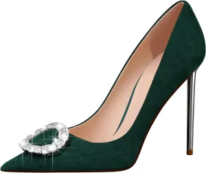 MSONLYDN High Heels Work Pointed Suede High Heels Pointy Pumps Heels Business Close Toe Pumps Casual d'Orsay 4.13 inch