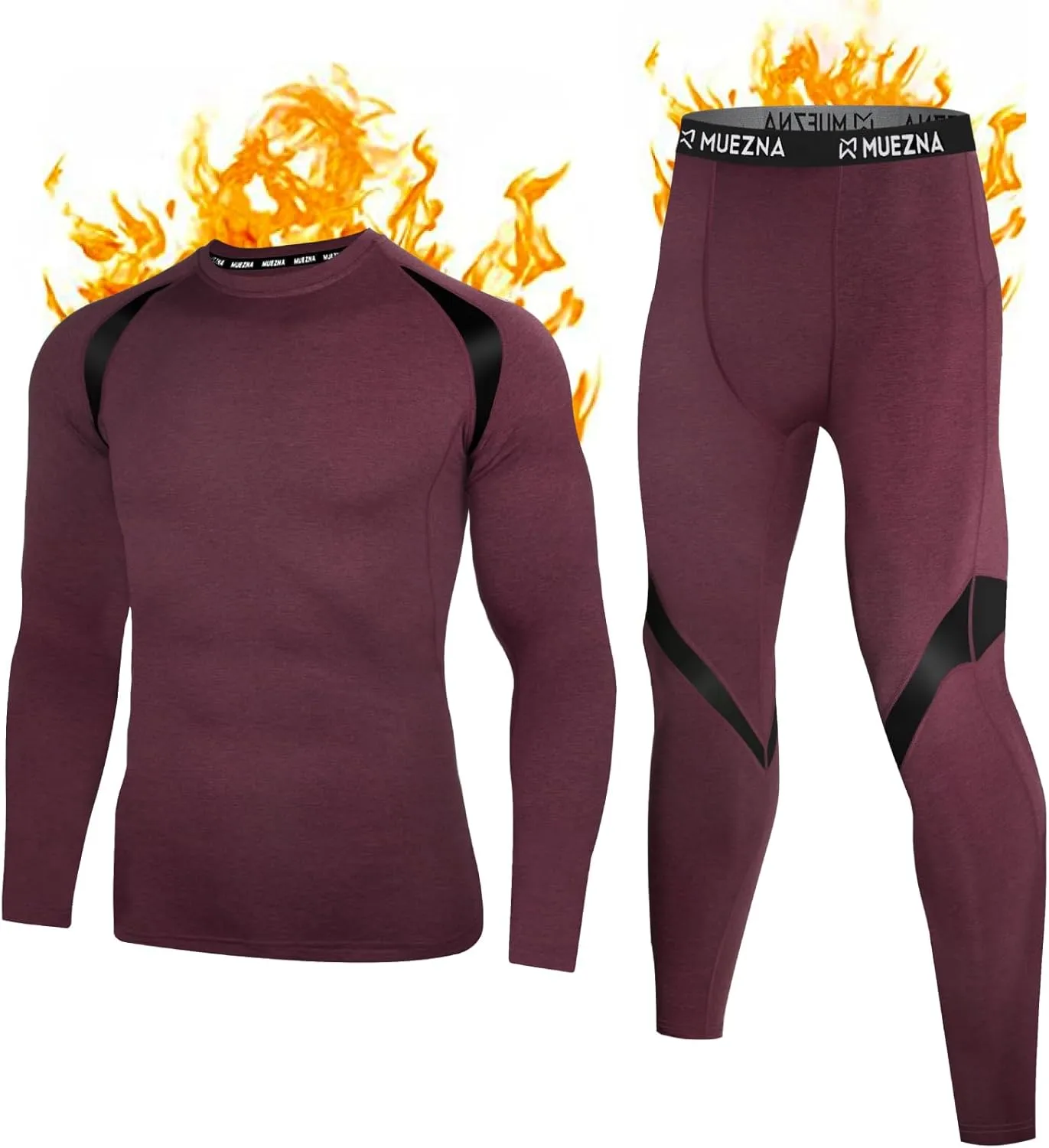 Muezna Men's Thermal Top and Bottom Set Underwear Long Johns Base Layer with Soft Fleece Lined