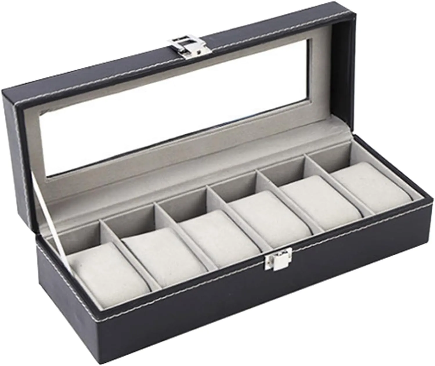Multi-Functional 6 Slot Leather Showcase Watch Case For Birthday Valentine's Day Wedding Christmas New Year