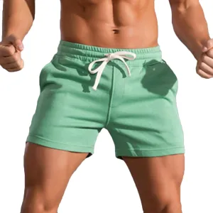 Muscularfit Mens Workout Shorts Summer Causal Elastic Waist Drawstring Cotton Shorts Loose Fit Athletic Gym Jogging Shorts