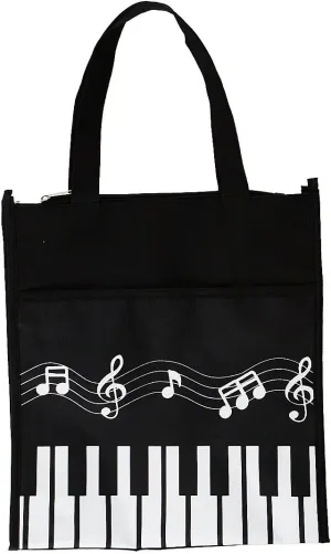 Music Theme Handbag Canvas Piano Keys Tote Bag Reusable Grocery Bag for Shopping