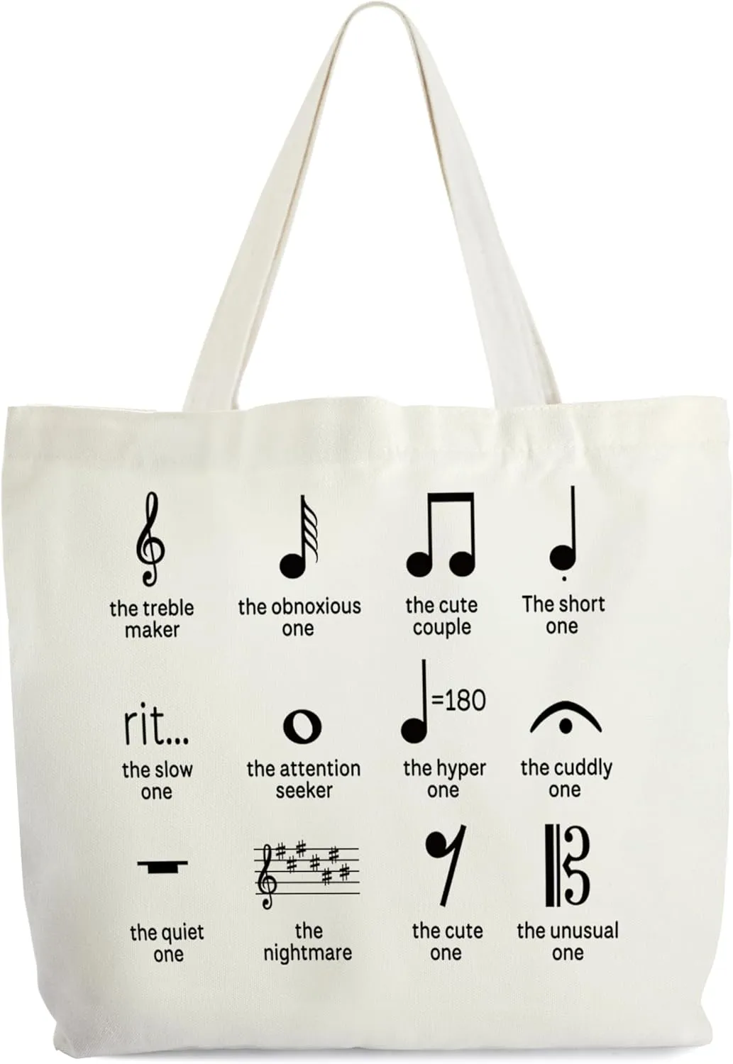 Music Tote for Women, Canvas Bag With Notes, Teacher Appreciation Gift, Piano Themed Library Book Tote, Aesthetic Shoulder Bag for Musician Lover -72