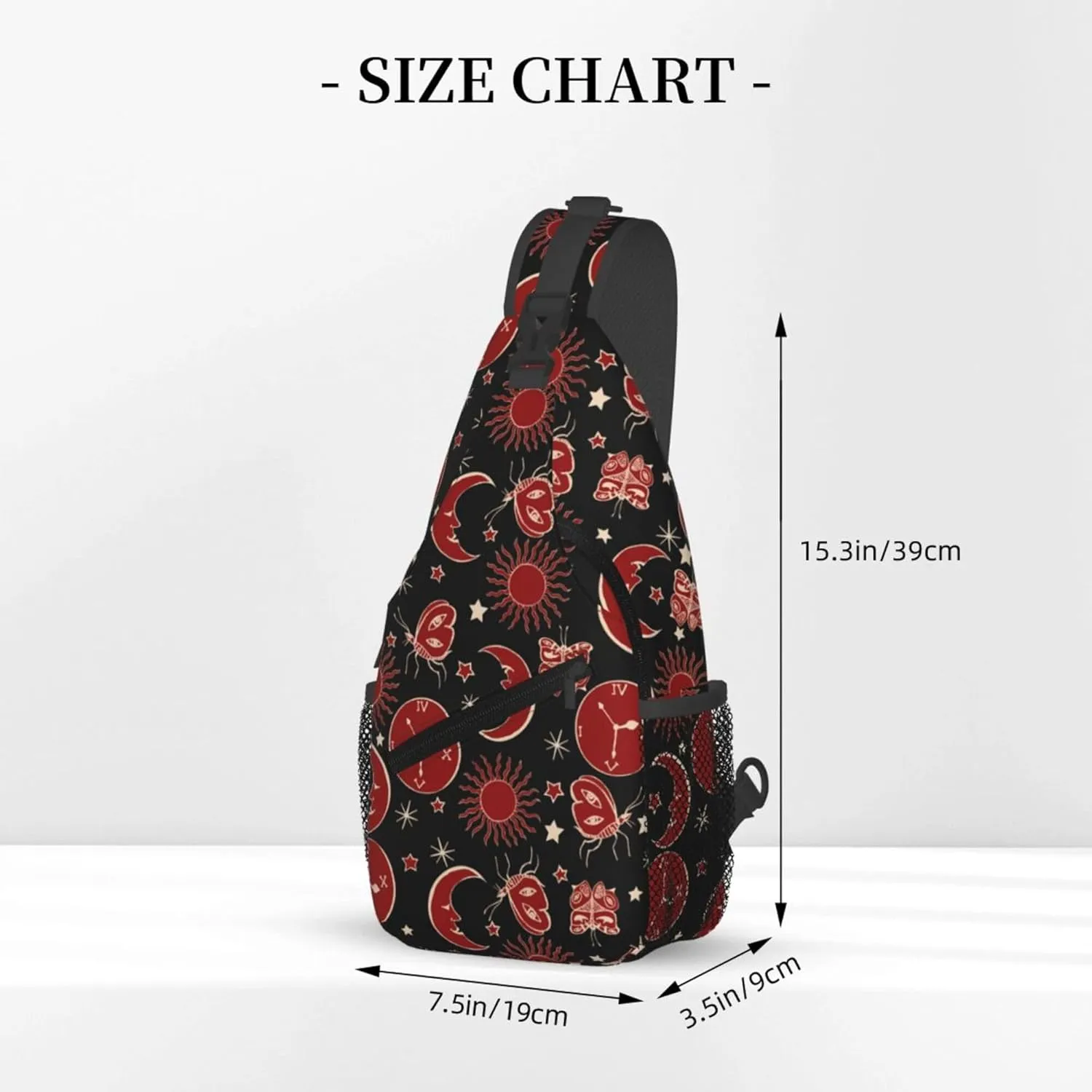 Mystic Sun Moon Pattern Sling Backpack Crossbody Bag, Chest Bag Daypack for Outdoors Hiking Traveling