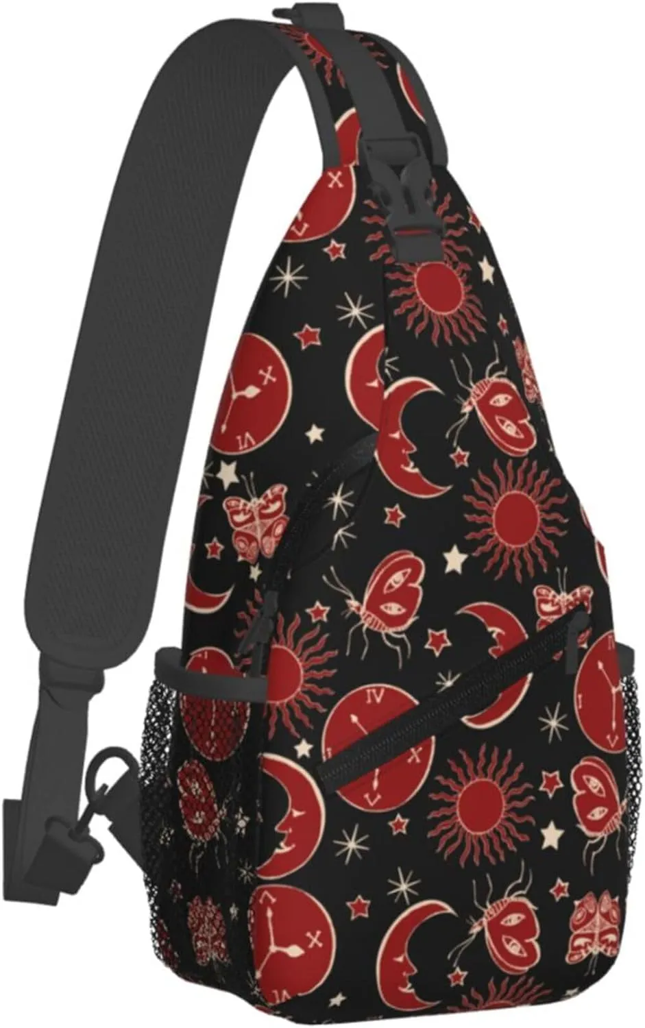 Mystic Sun Moon Pattern Sling Backpack Crossbody Bag, Chest Bag Daypack for Outdoors Hiking Traveling