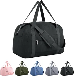 Narwey 18" Small Duffle Bag Carry on Underseat Luggage for Airplane with Wet Pocket Spirit Airlines Personal Item Bag 18x14x8 Travel Duffel Bag Gym Overnight for Women and Men (Black)