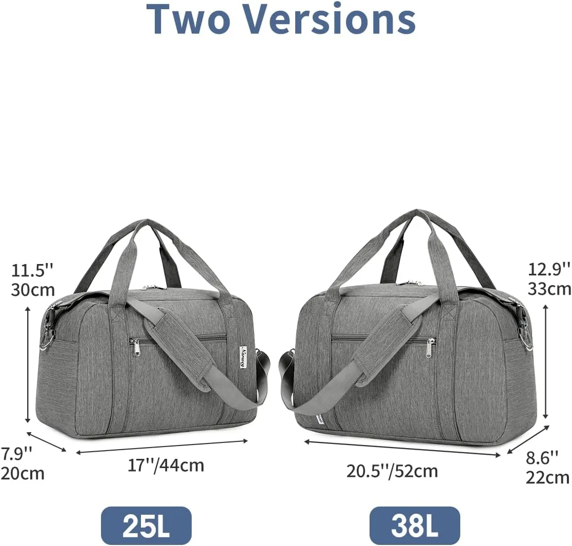Narwey Carry on Bag 22x14x9 Airlines Approved, Carry on Duffle Bag for Airplane with Wet Pocket, Travel Duffel Bag Luggage Bag Weekender Overnight for Women Men (Grey)