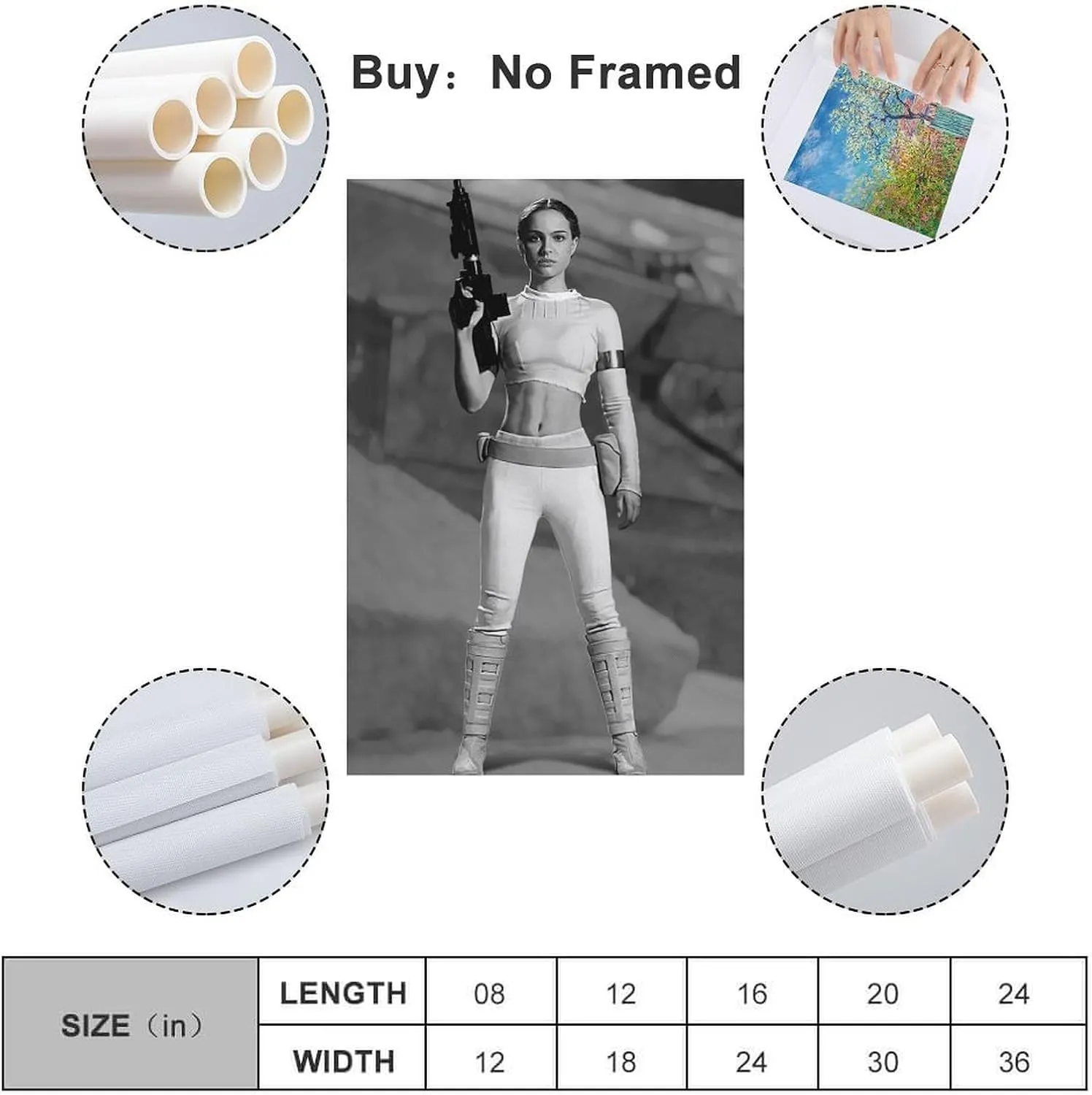 Natalie Portman Actress Art Poster Wall Art Painting Canvas Gift Living Room Prints Bedroom Decor Artworks 16x24inch(40x60cm)