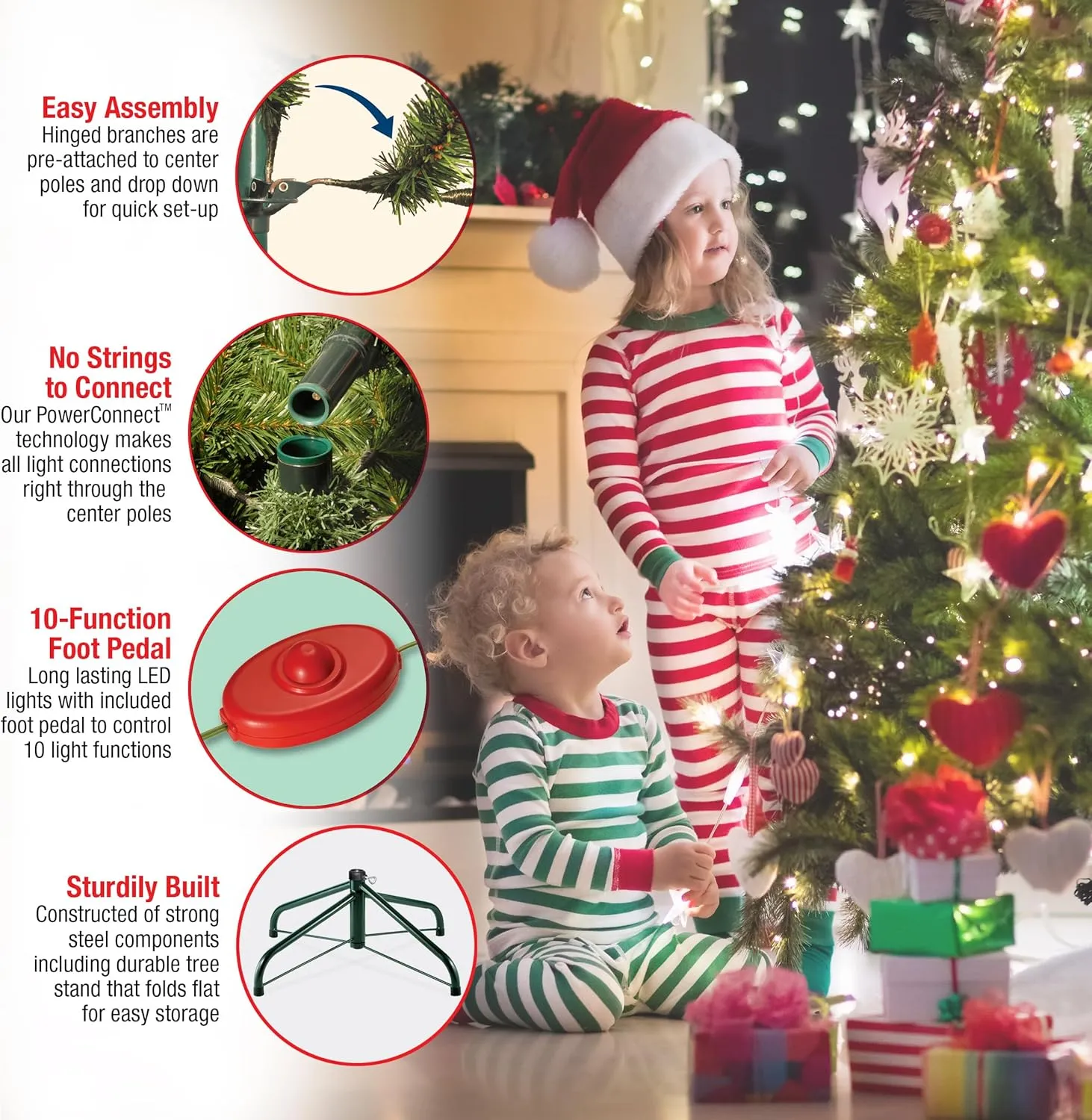 National Tree Company Pre-Lit Artificial Full Christmas Tree, Green, Dunhill Fir, Dual Color LED Lights, Includes Stand, 9 Feet