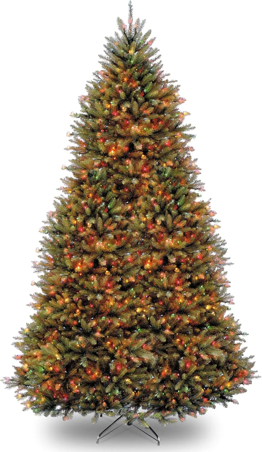 National Tree Company Pre-Lit Artificial Full Christmas Tree, Green, Dunhill Fir, Dual Color LED Lights, Includes Stand, 9 Feet