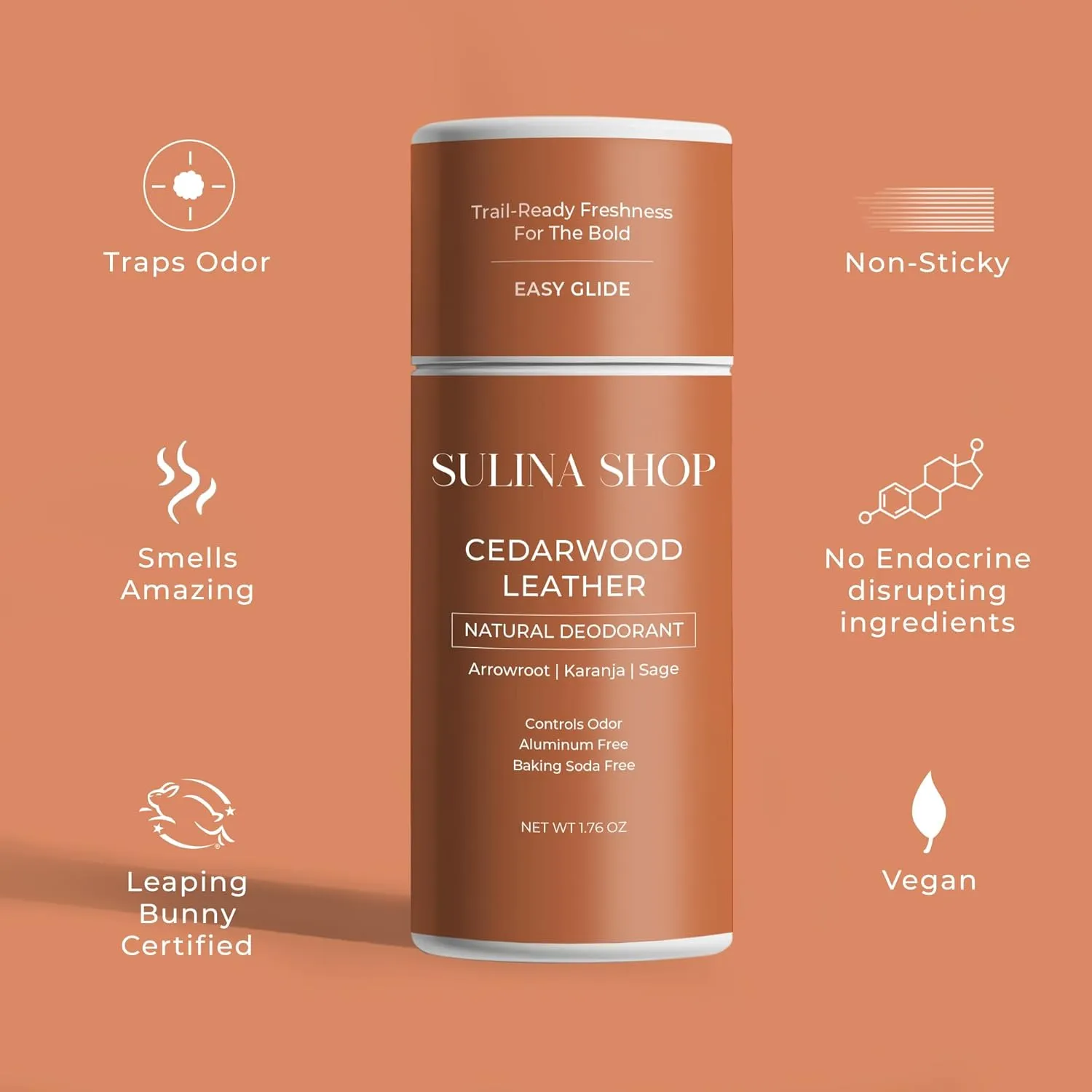 Natural Cedarwood Men Deodorant - Aluminum-Free & Baking Soda Free, 24-Hour Odor Protection, Eco-Friendly & 100% Organic with Cedarwood Scent