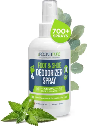 Natural Foot & Shoe Deodorizer Spray - Foot Spray for Smelly Feet & Shoe Spray for Smelly Shoes - Removes, Controls & Prevents Odors - Made with Essential Oils - Made in USA (Mint, 4oz)