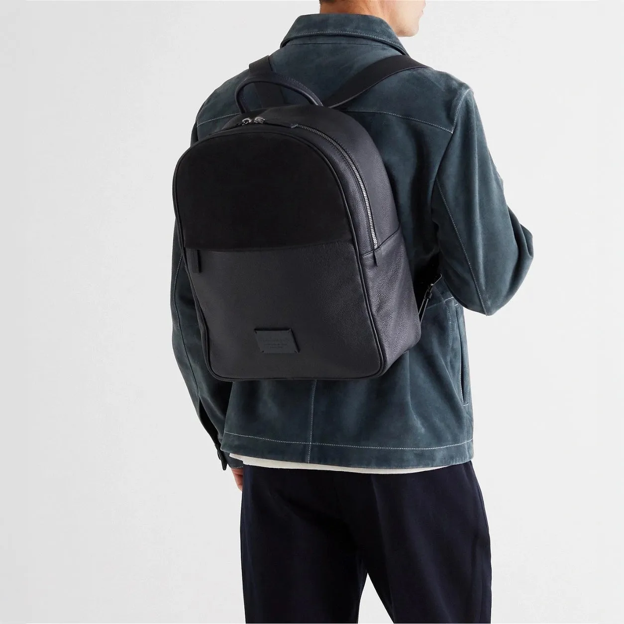 Navy Calf-Leather & Nubuck Business-Casual Backpack - Anderson's