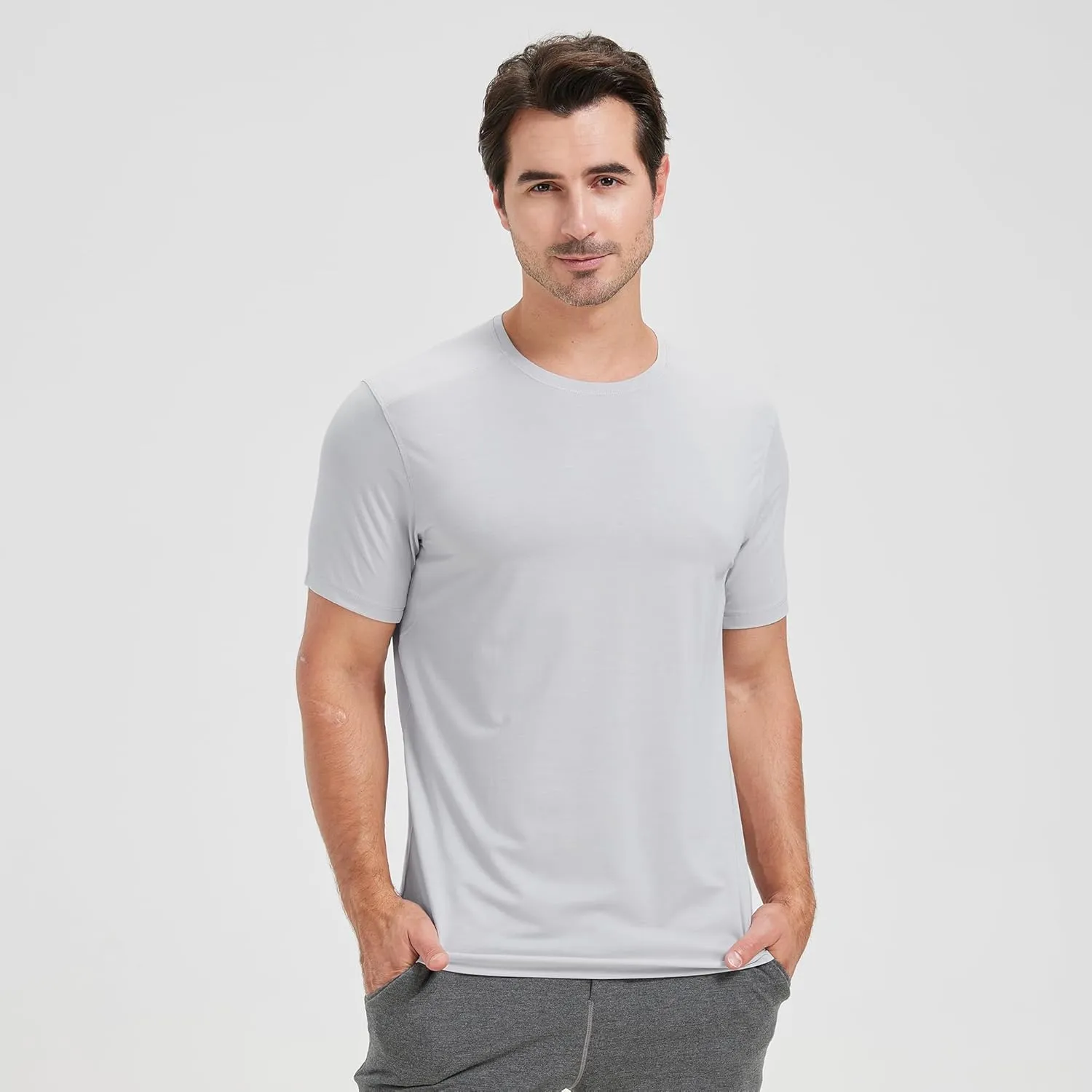netdraw Men's Bamboo Viscose Athletic Shirt Lightwieht Cooling Moisture Wicking Workout Running Hiking Fitness T-Shirt