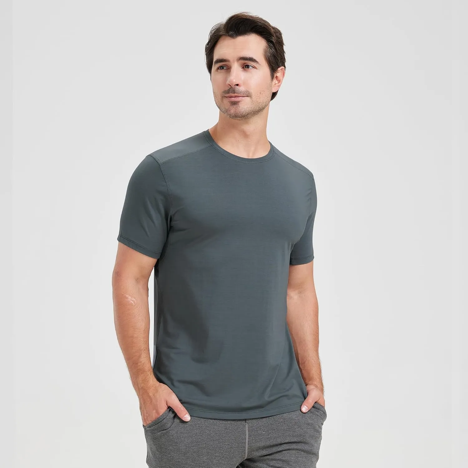netdraw Men's Bamboo Viscose Athletic Shirt Lightwieht Cooling Moisture Wicking Workout Running Hiking Fitness T-Shirt