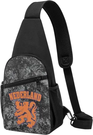 Netherlands Flag Lion Dutch Pride Sling Bag Crossbody Backpack Shoulder Casual Daypack Bags for Men Women