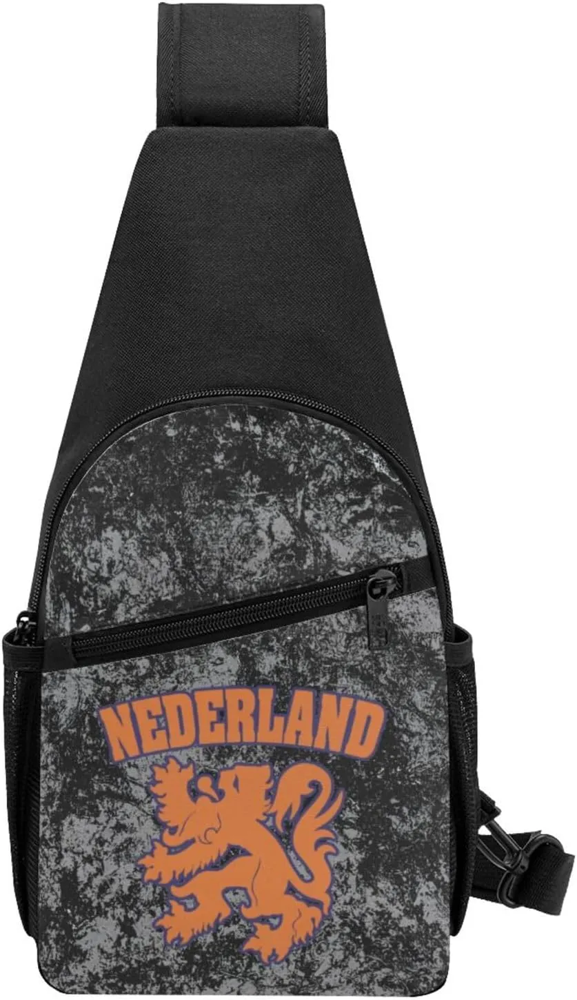 Netherlands Flag Lion Dutch Pride Sling Bag Crossbody Backpack Shoulder Casual Daypack Bags for Men Women