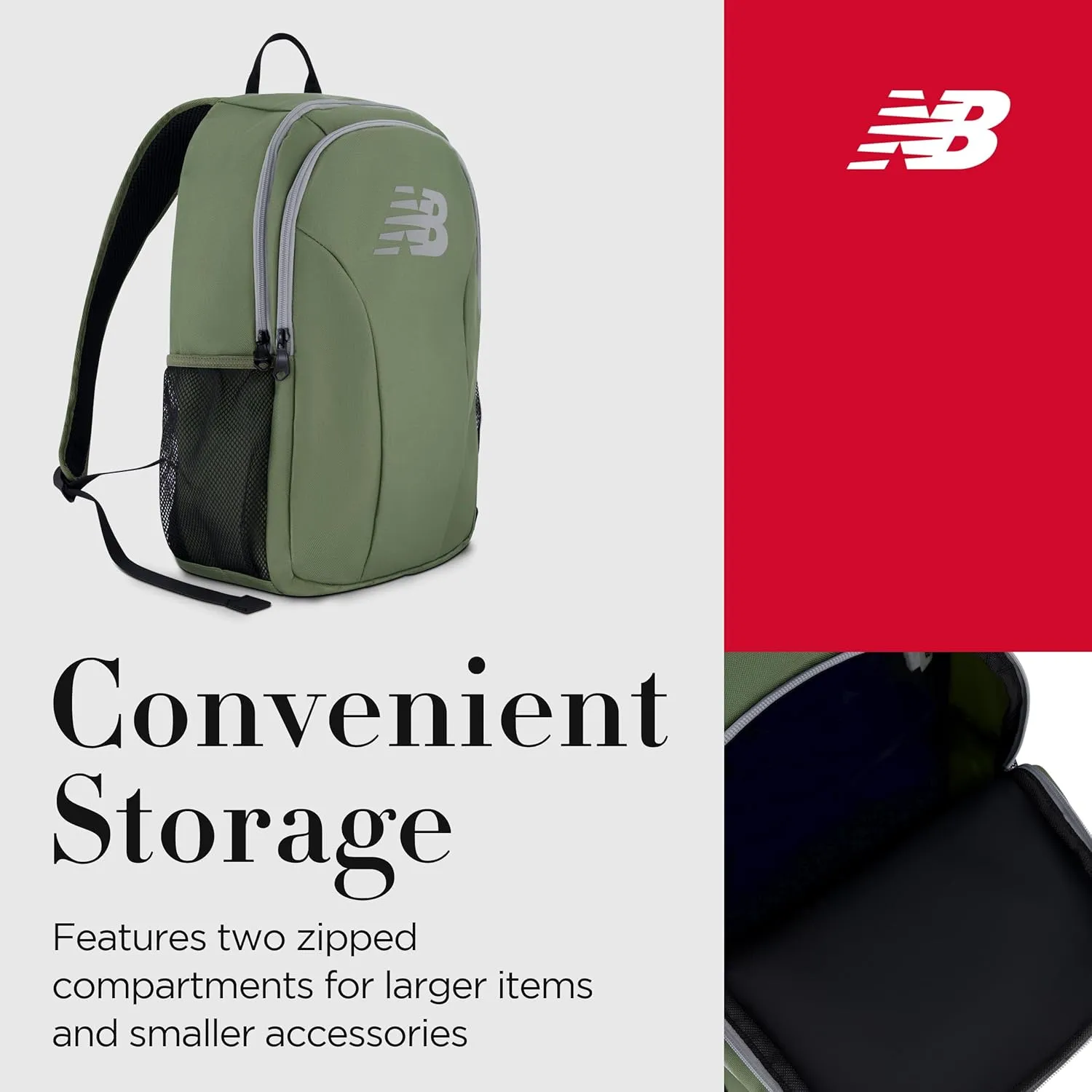 New Balance Laptop Backpack, Travel Computer Bag for Men and Women, Olive, 19 Inch